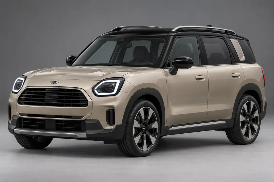 AI-generated front-three-quarter view of MINI Countryman U25 combustion-engine SUV.