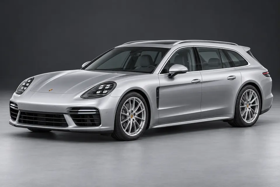 AI-generated front-three-quarter view of Porsche Panamera Sport Turismo 971 estate.