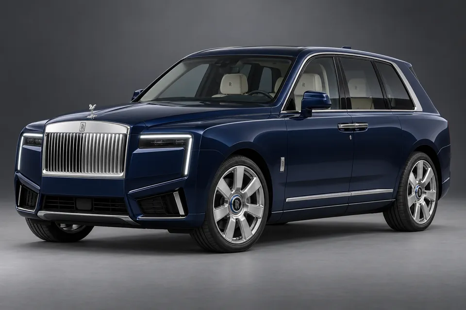 AI-generated illustration of a 2025 Rolls-Royce Cullinan Series II SUV in front-left three-quarter view.