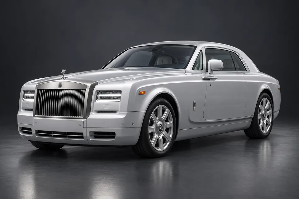 AI-generated studio illustration of a 2013 Rolls-Royce Phantom Coupé Series II, front-left three-quarter view.